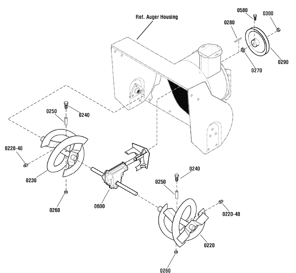 Auger Drive Group Diagram and Parts List for 1695695-CC61800 2009 Briggs and Stratton Snow Blower
